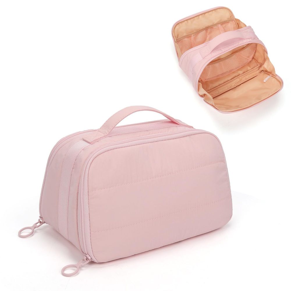 Travel Makeup Bag - Wide Open Cosmetic Bag For Women Make Up With Two🐭